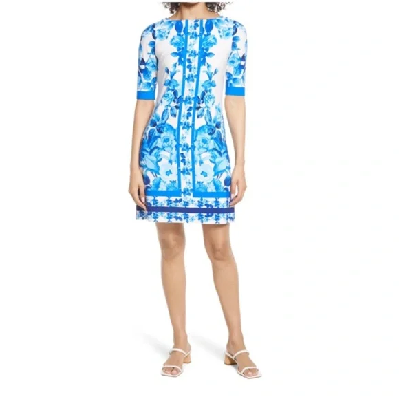 ELIZA Blue Border Detail Jersey Sheath 🌺IN STORES🌺 - Picture 3 of 4